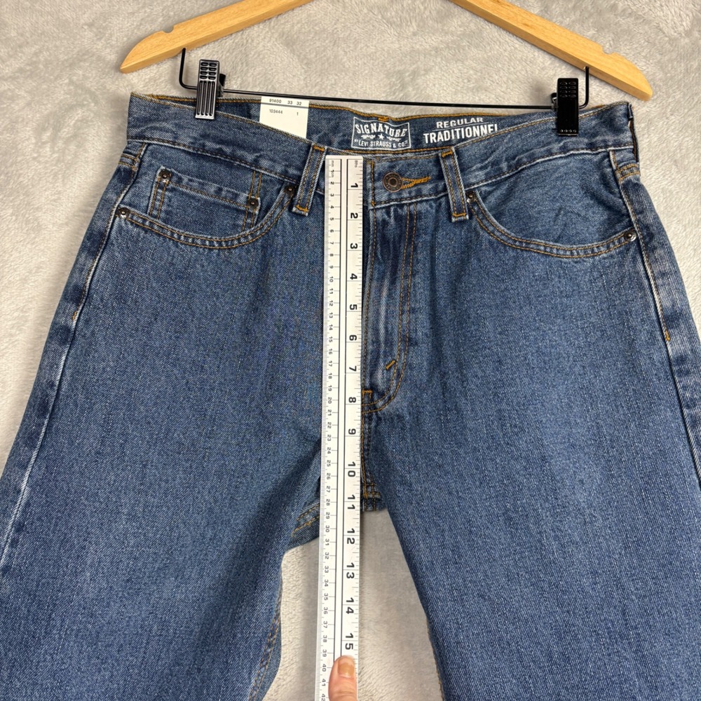 Signature by Levi Strauss Mens Regular Fit Straight‎ Leg Jeans Blue 33x32 NEW - Picture 6 of 8
